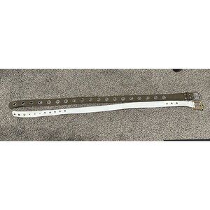 Womens Belts Set of 2 Liz Claiborne White and Green Faux Suede Riveted